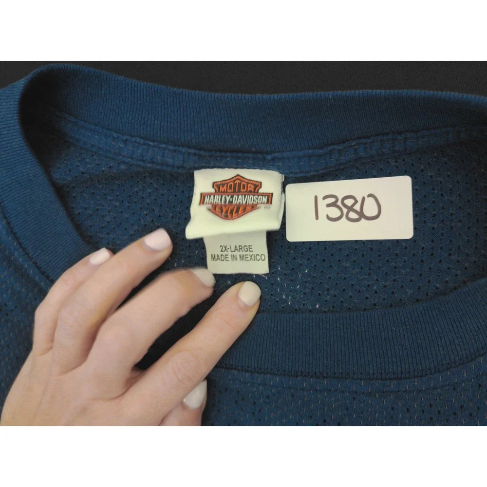 Harley-Davidson Mesh Jersey Men 2XL Navy Blue Excellent Legacy Effingham IL Logo